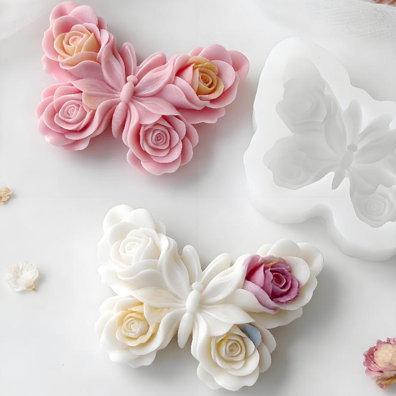 Soap Making Tray - DIY Rose Butterfly Form Silicone Mold