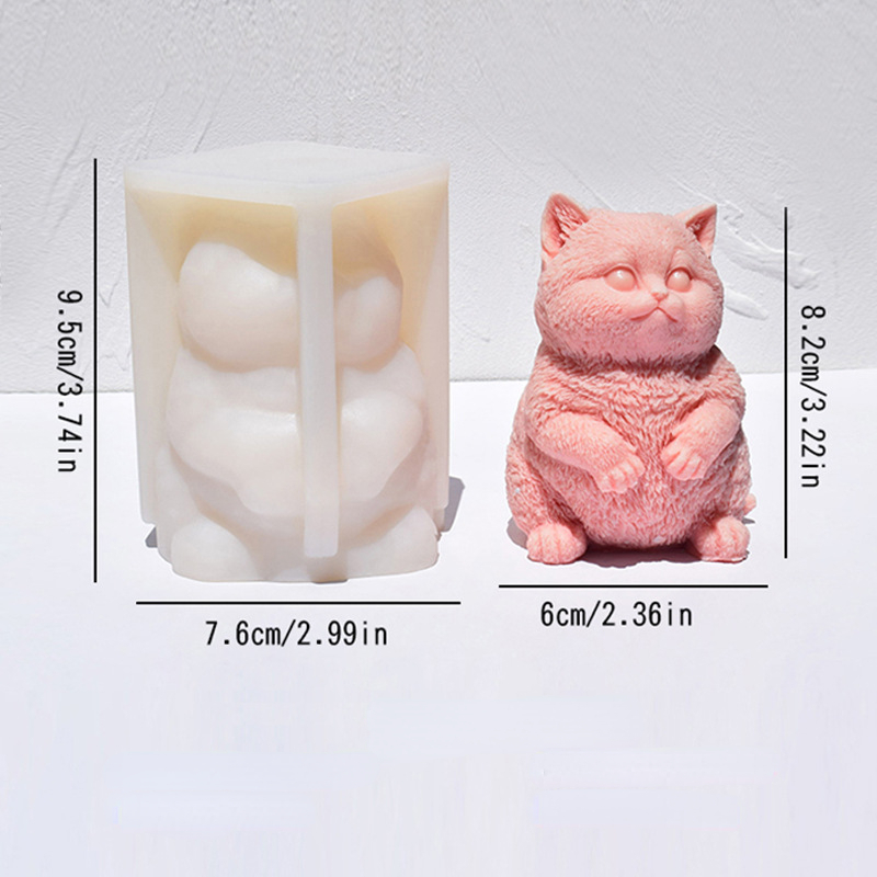3D Fat Cat Silicone Candle Mol - Soap Making Animal Fat 评论和价格