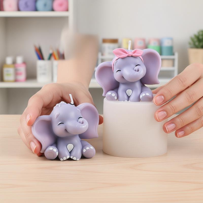 Cute 3D Elephant Silicone Cand - Soap Making Equipment 评论和价格
