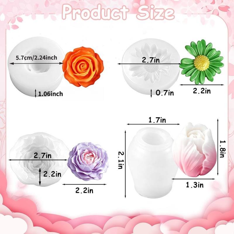 Floral silicone candle mold4Se - Soap Making Gel 评论和价格