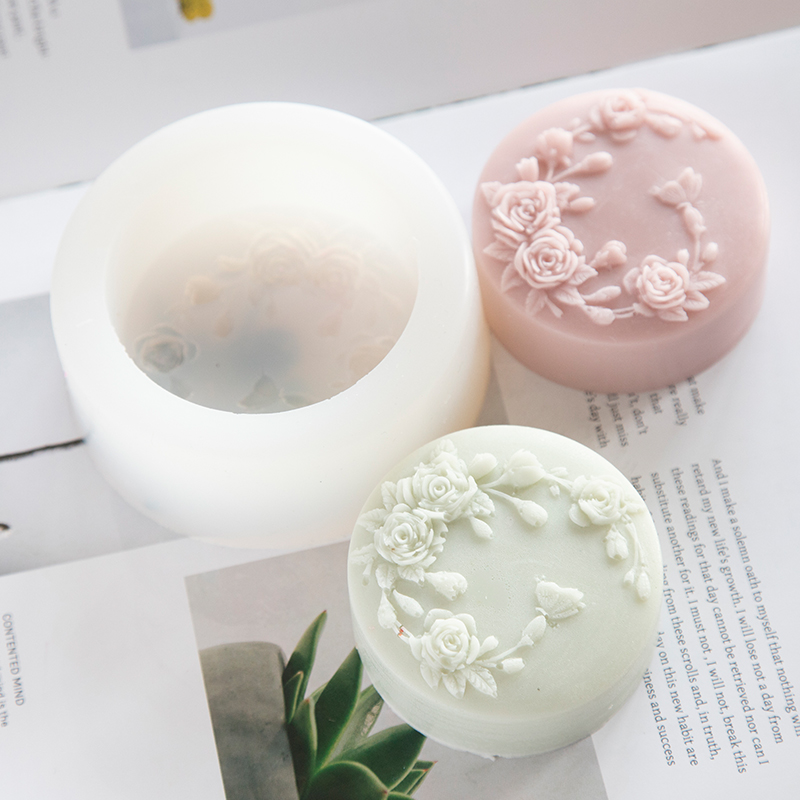 Round Shape Rose Flower Handma - Soap Making Tray 评论和价格