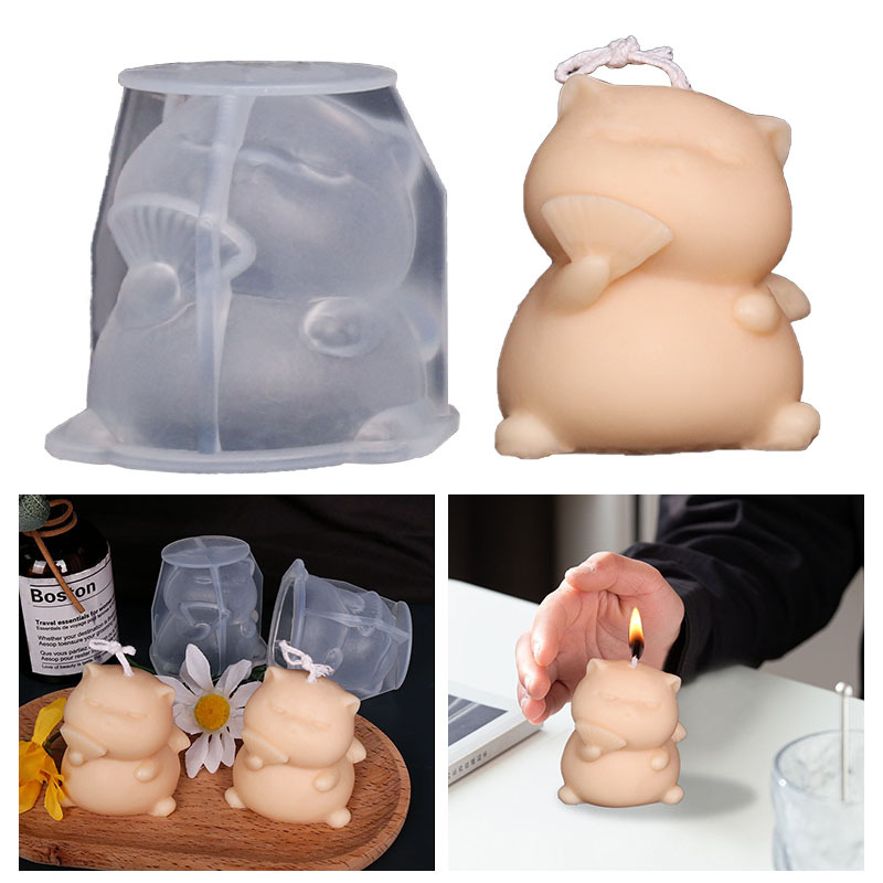 Cute Fat Cat Silicone Candle M - Soap Making Animal Fat 评论和价格